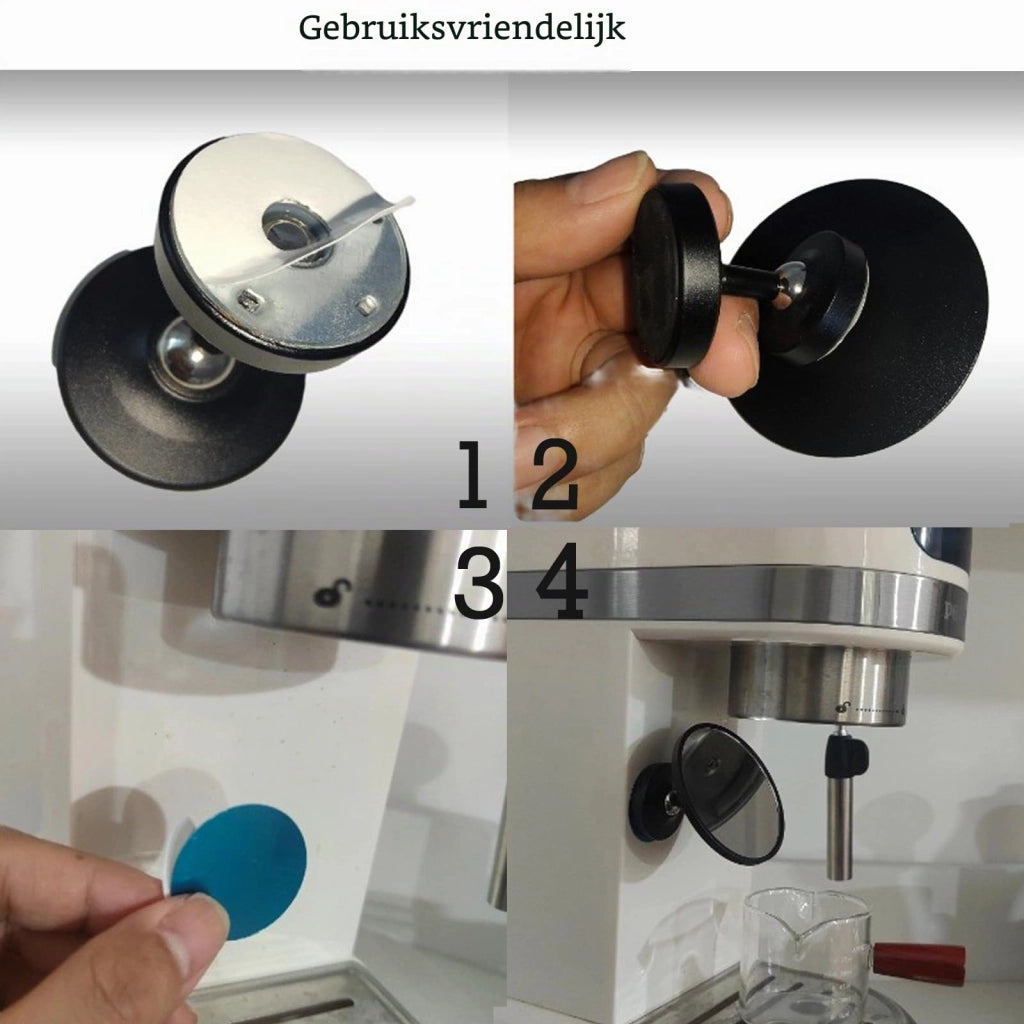 Specchio magnetico per la macchina da caffè espresso, rotazione a 360°, colore nero
