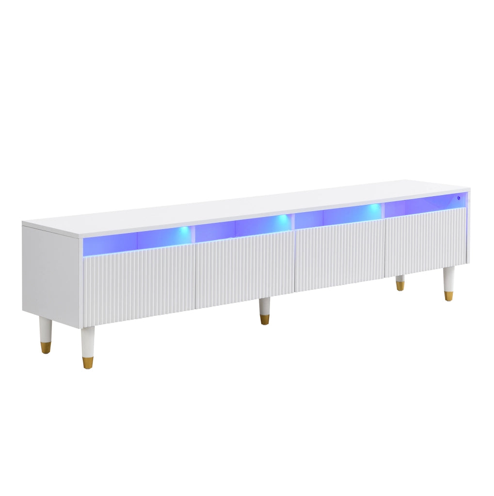 Set mobile TV e tavolino con LED, MDF bianco, 2 pezzi