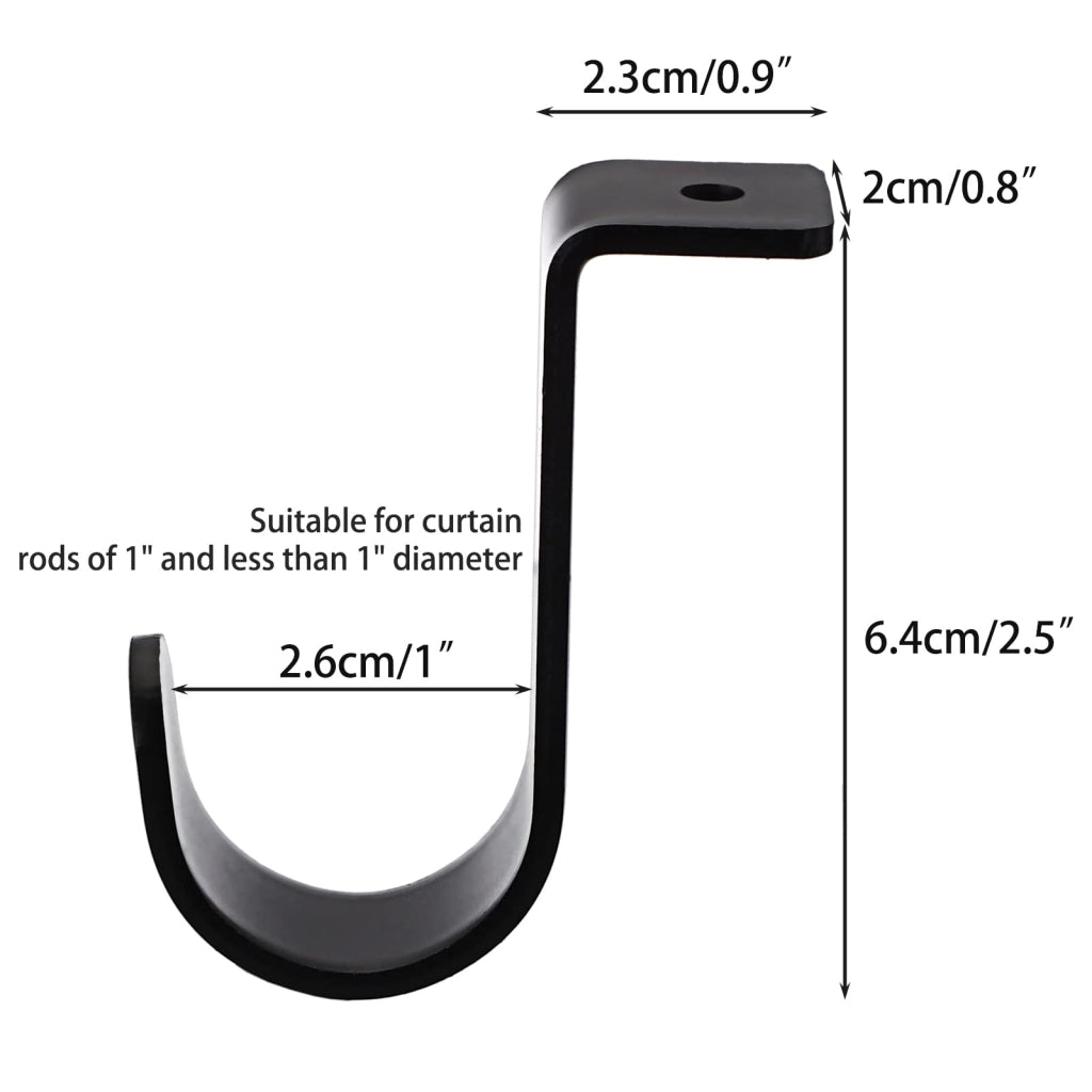 Supporti per tende in metallo, confezione da 3 pezzi, per barra da 25 mm, colore nero
