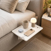 Sponda per letto, comodino, organizer per letto, colore bianco