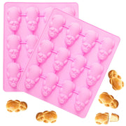 Set da 2 stampi in silicone a forma di maialino, con 24 cavità, colore rosa, dimensioni 23,5x19,5 cm