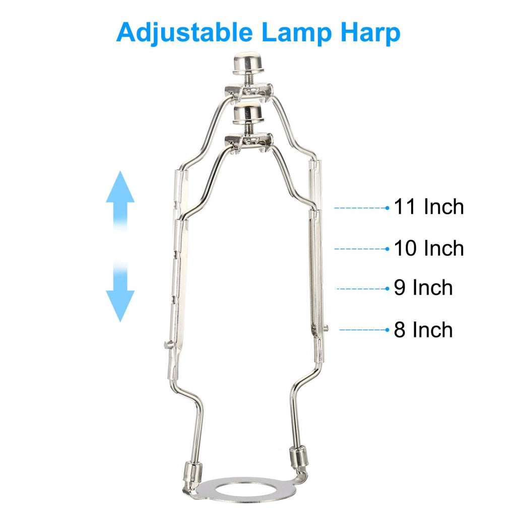 Set arpione regolabile per lampada con finale, 8-11 pollici, portalampada 3/8 IP E14 E26 E27, argento