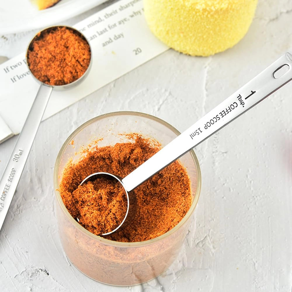 Set di cucchiaini dosatori, 3 pezzi, acciaio inossidabile, capacità: 5/15/30 ml
