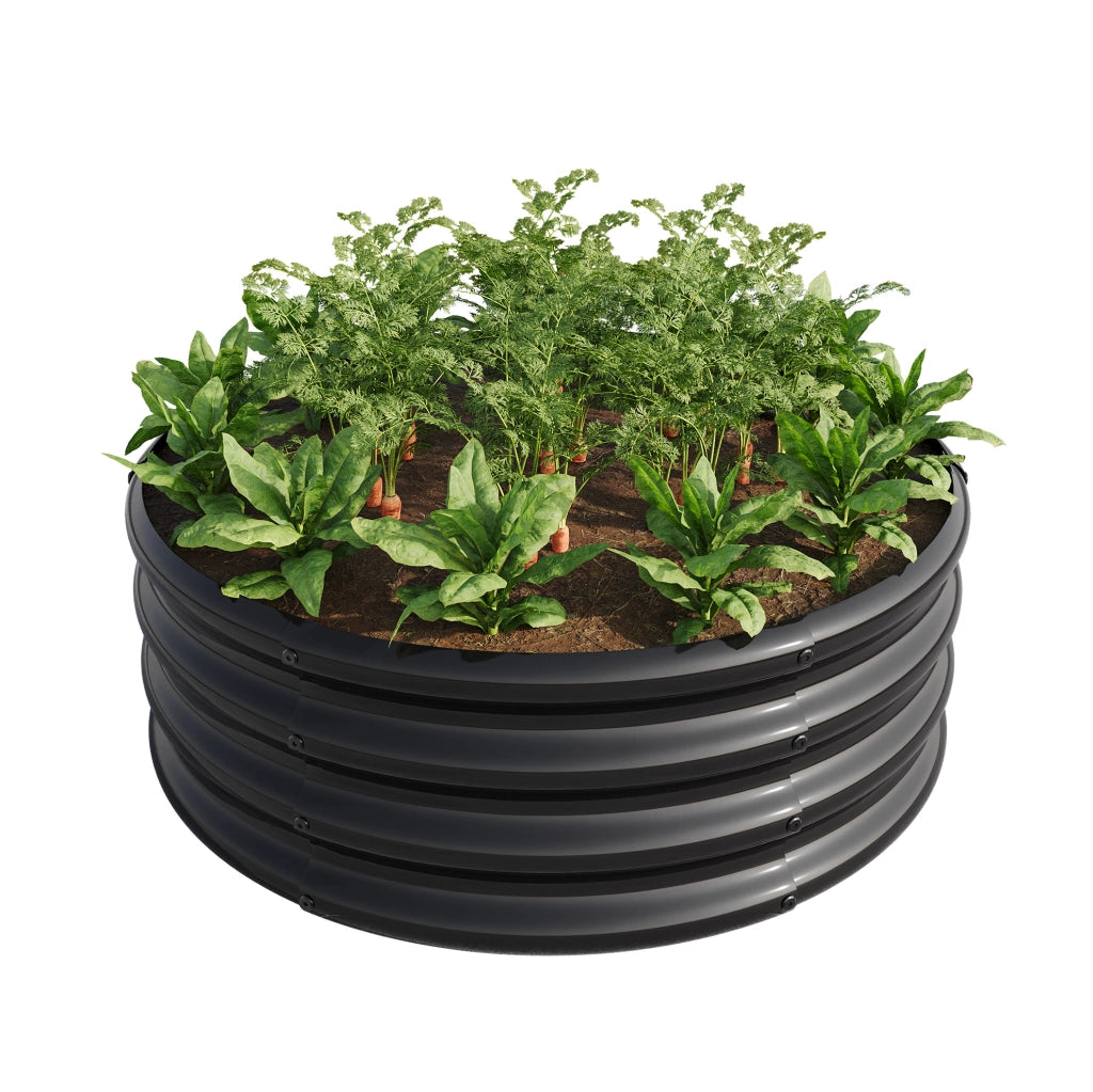 Fioriera rialzata rotonda ULEVR 45,7x45,7x30,5 cm in acciaio zincato Q195, nera