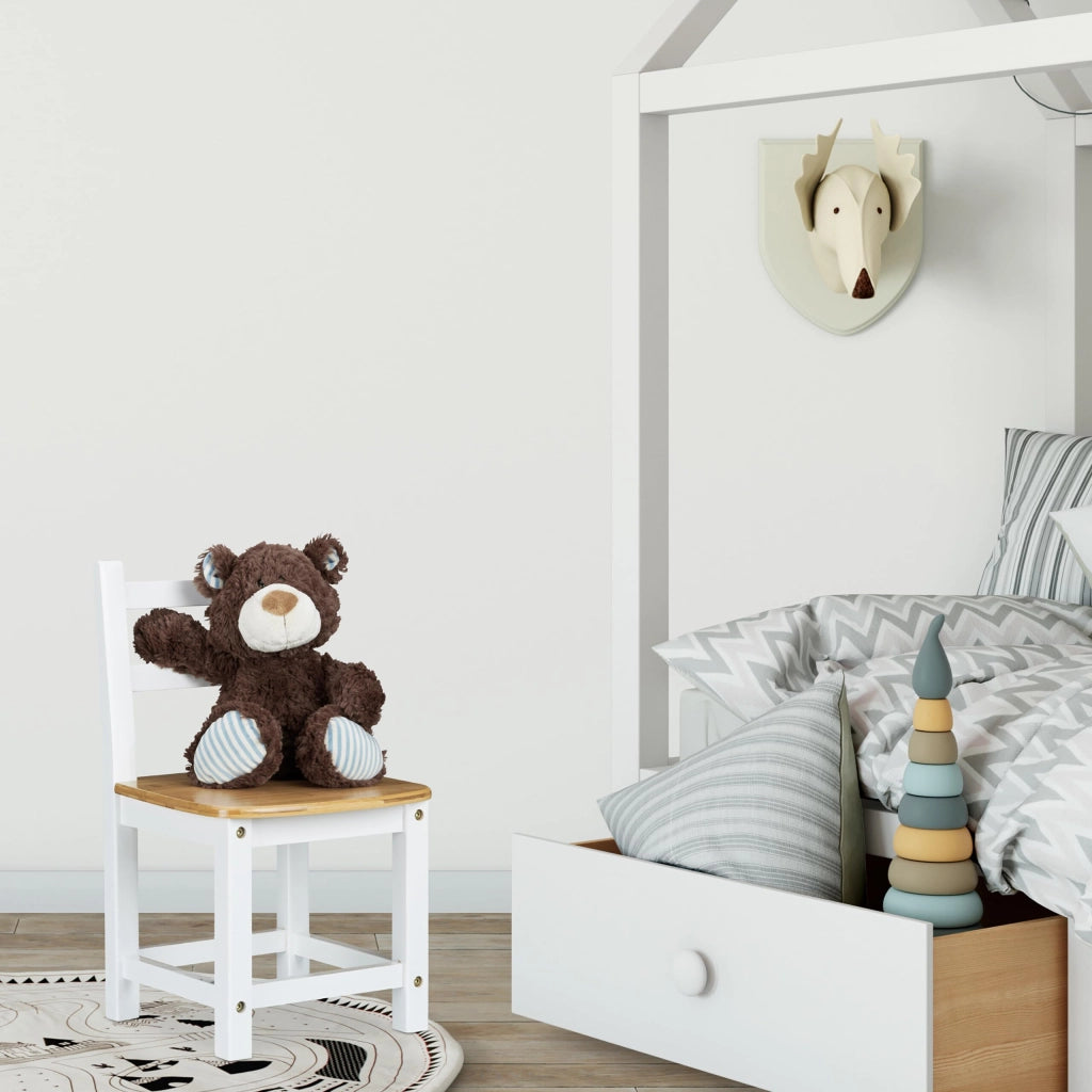 Seggiolino per bambini in bambù, bianco/naturale, dimensioni approssimative: 50 x 28,5 x 28 cm