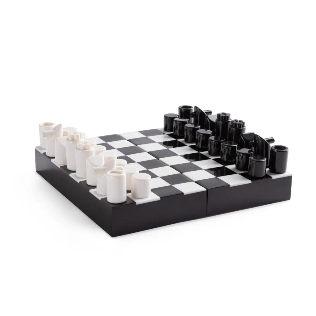 Decorazione scacchi Fortune bianca e nera 21 × 21 cm