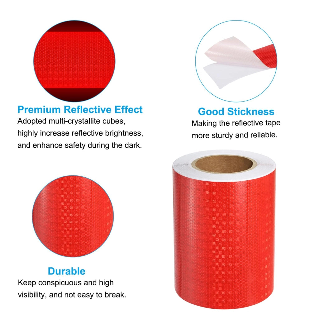 Nastro adesivo riflettente, 20 cm x 25 m, impermeabile, autoadesivo, rosso, per veicoli e sicurezza