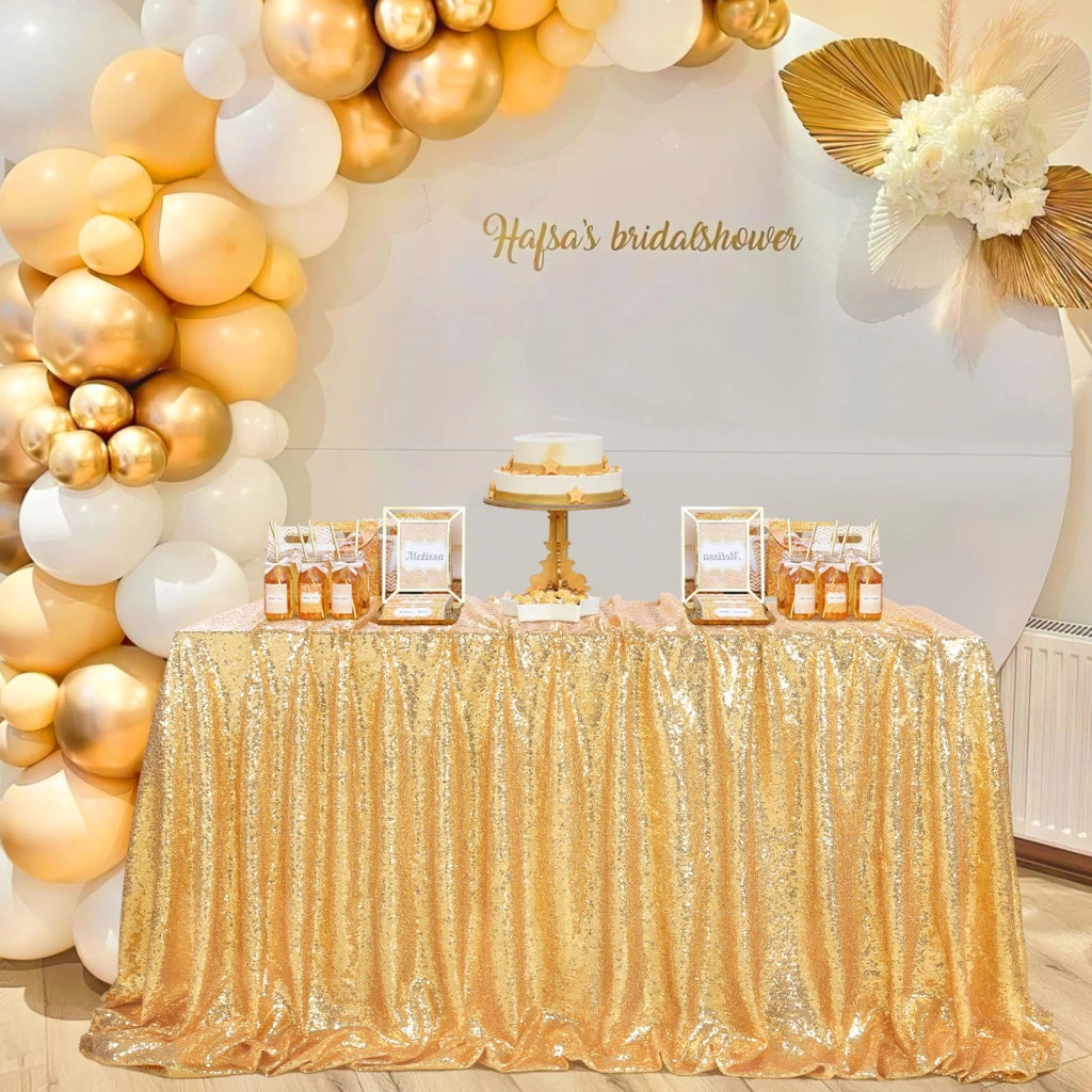 Tovaglia rettangolare senza cuciture, decorata con paillettes, dimensioni 228x300 cm