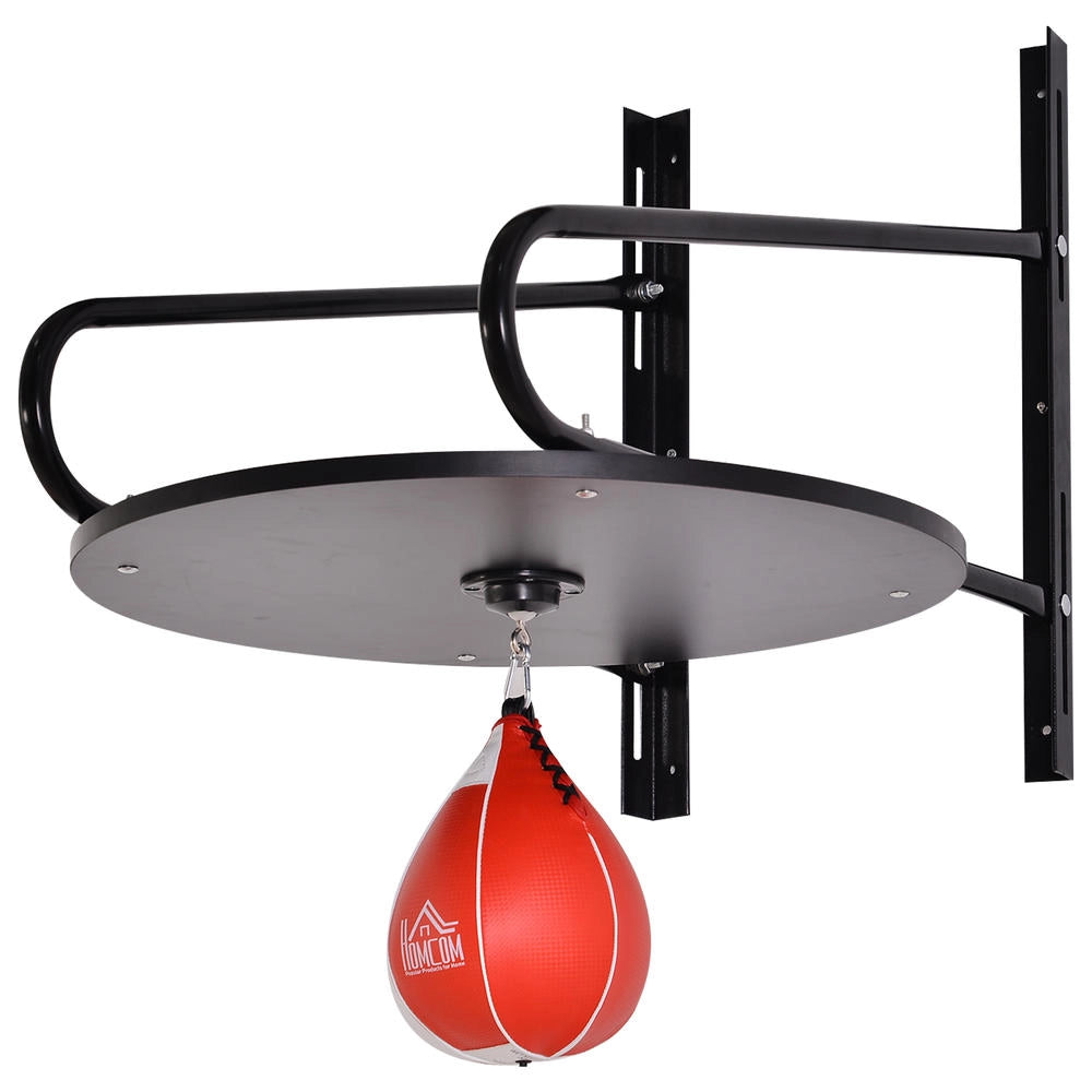 Pera Veloce da Boxe con Supporto Piattaforma Regolabile e Pompa, Acciaio e Legno, Rosso e Nero