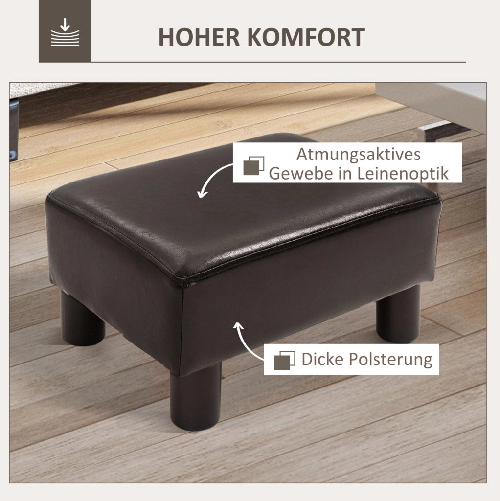 Pouf poggiapiedi marrone con seduta imbottita e portata di 100 kg