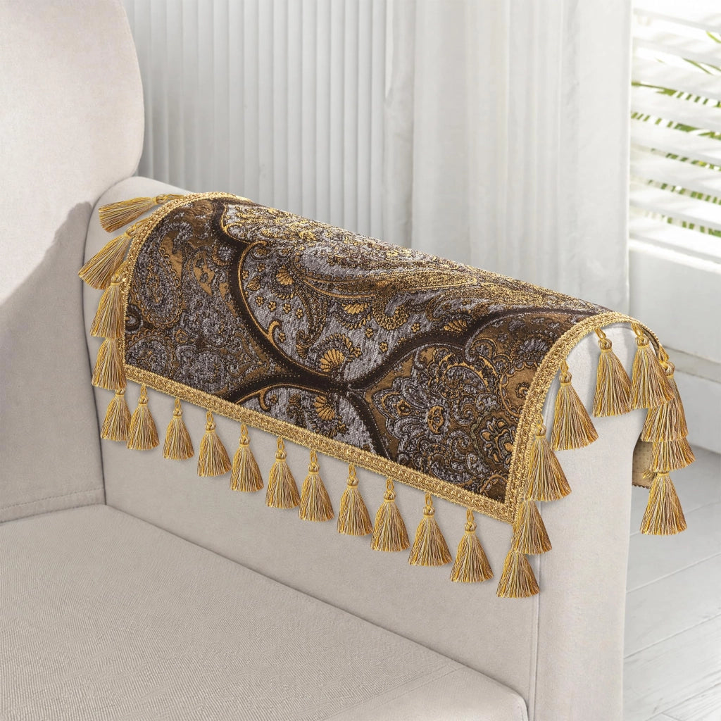 Coprisedili per braccioli, set da 2, antiscivolo, 50x60 cm, grigio e oro