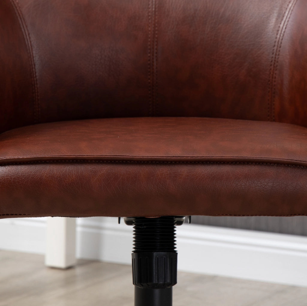 Sedia da ufficio 58,5 x 62 x 91 cm in similpelle marrone, oscillante e regolabile