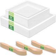 Set di stoviglie per feste, 150 pezzi – piatti di carta e posate in legno per 30 ospiti
