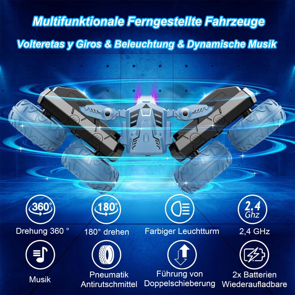 Auto acrobatica radiocomandata 2,4 GHz a doppia faccia con LED