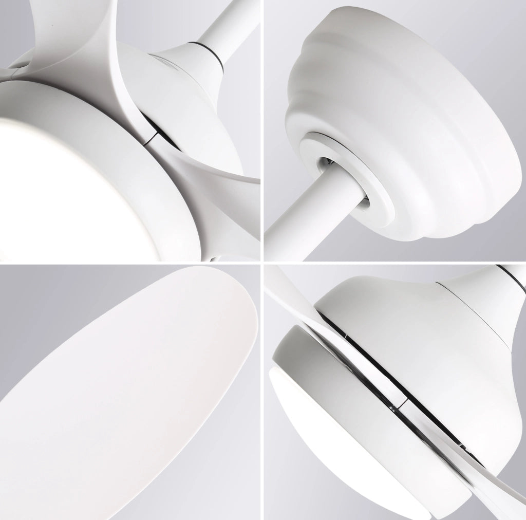Ventilatore da soffitto 107 cm con luce LED dimmerabile e telecomando, bianco