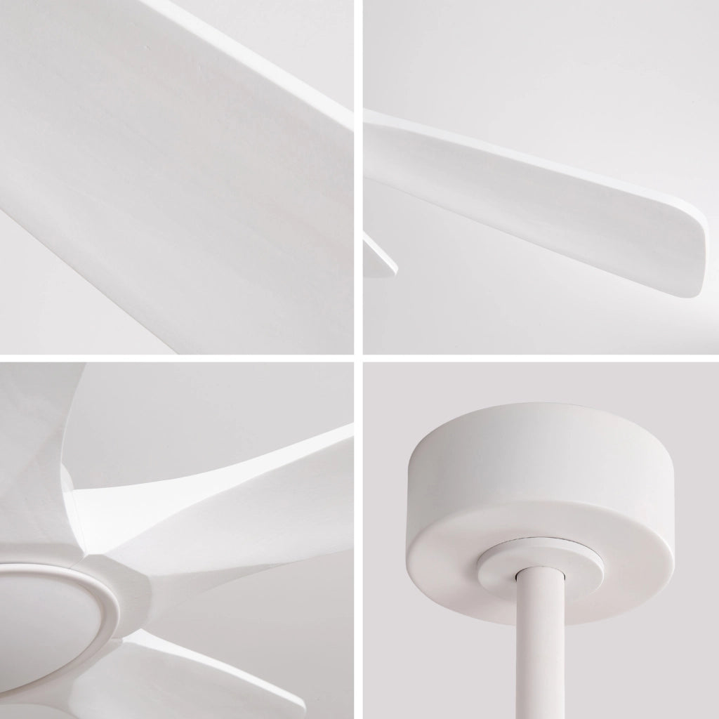 Ventilatore da soffitto bianco con luce e telecomando, 6 velocità