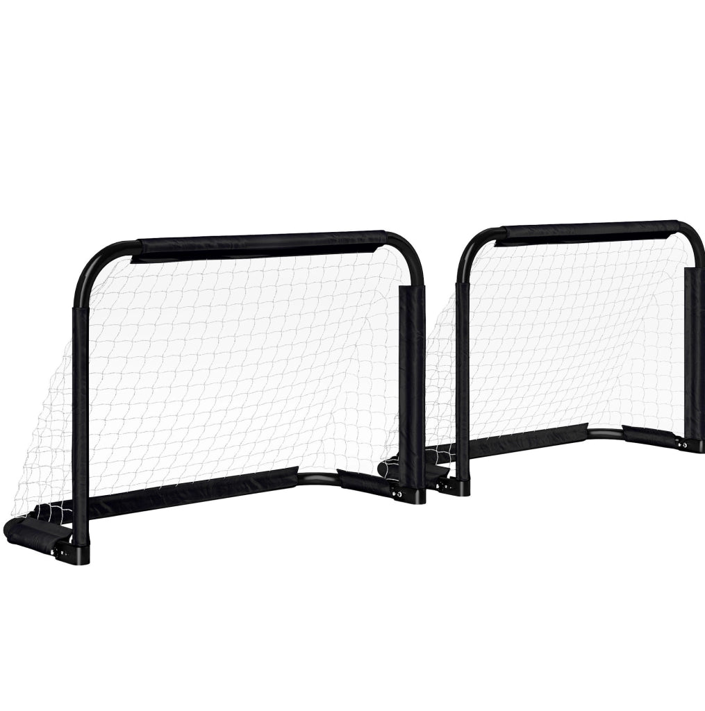Set di 2 porte da calcio pieghevoli in metallo nero 90 x 36 x 60 cm