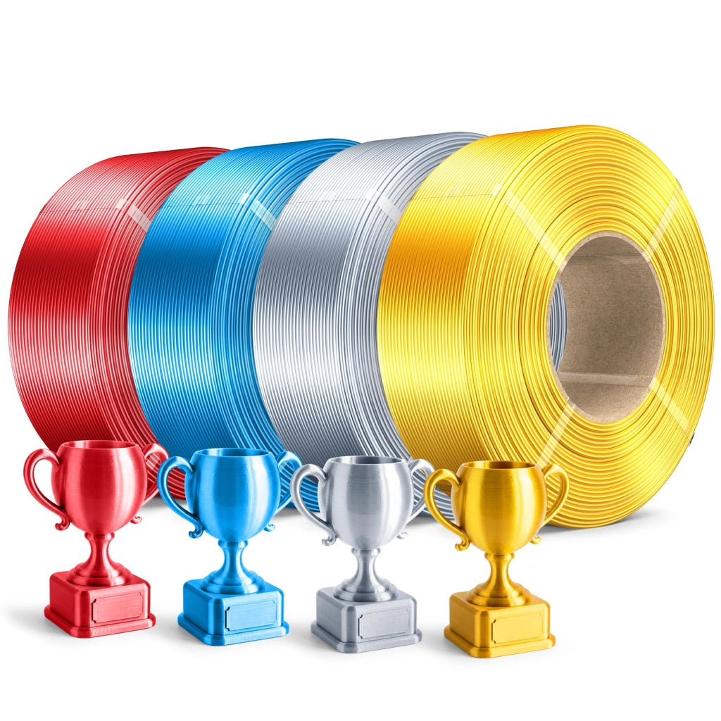 Filamento PLA Plus in seta, 4 kg, 4 bobine, colori: oro, argento, blu e rosso