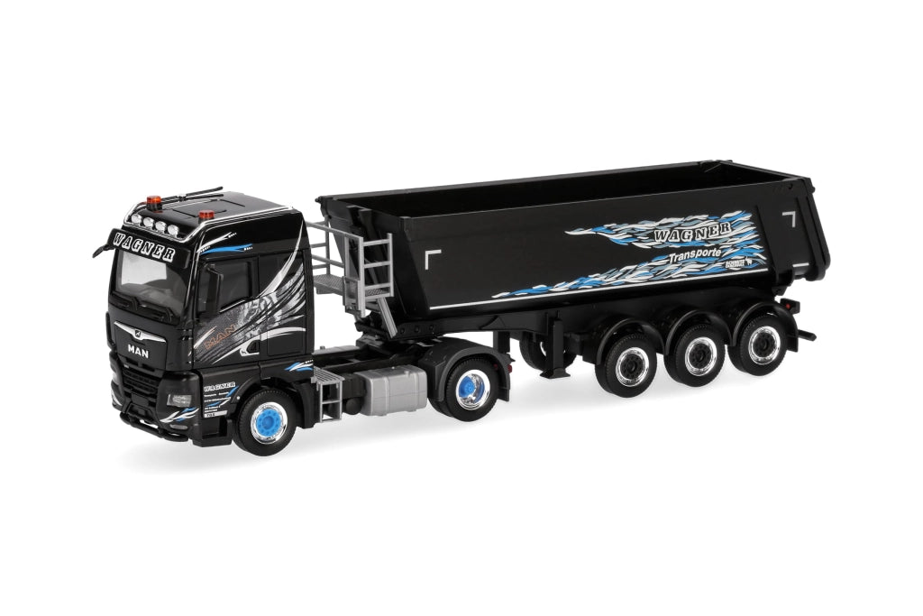 Modello di camion MAN TGX, rimorchio basculante, scala 1:87, materiale: plastica