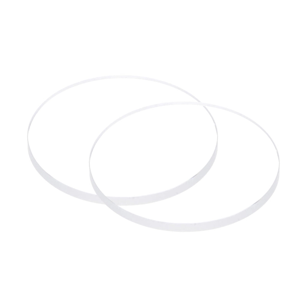 Due lenti in vetro trasparente, diametro 24 mm, spessore 2 mm, forma circolare, superficie piatta