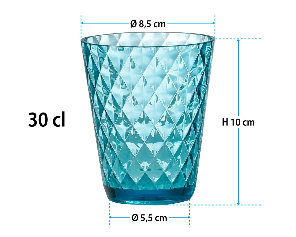 Set di 4 bicchieri in policarbonato, capacità 300 ml, impilabili