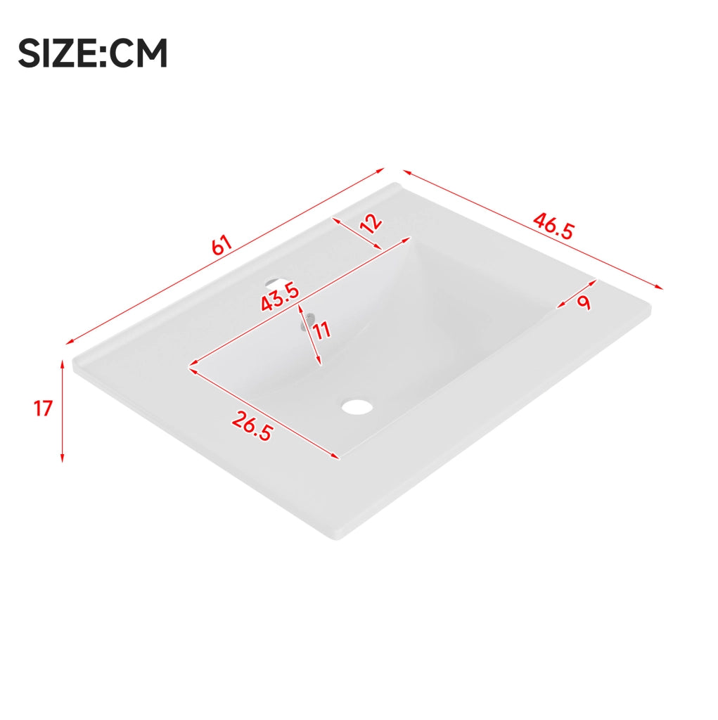 Mobile bagno bianco 61x46,5x87 cm con lavabo in ceramica integrato e cassetti soft-close