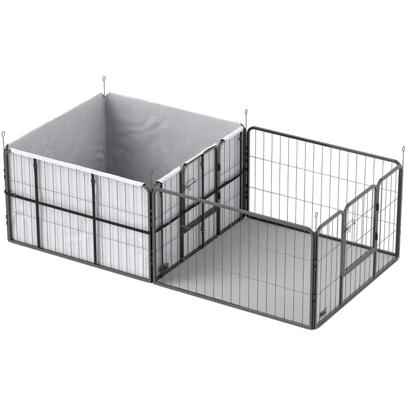 Cassa parto per cani con recinto modulare 203 × 102 × 60 cm, nera