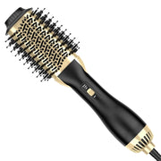 ASCIUGACAPELLI con spazzola ad aria calda 1000 W nero e oro