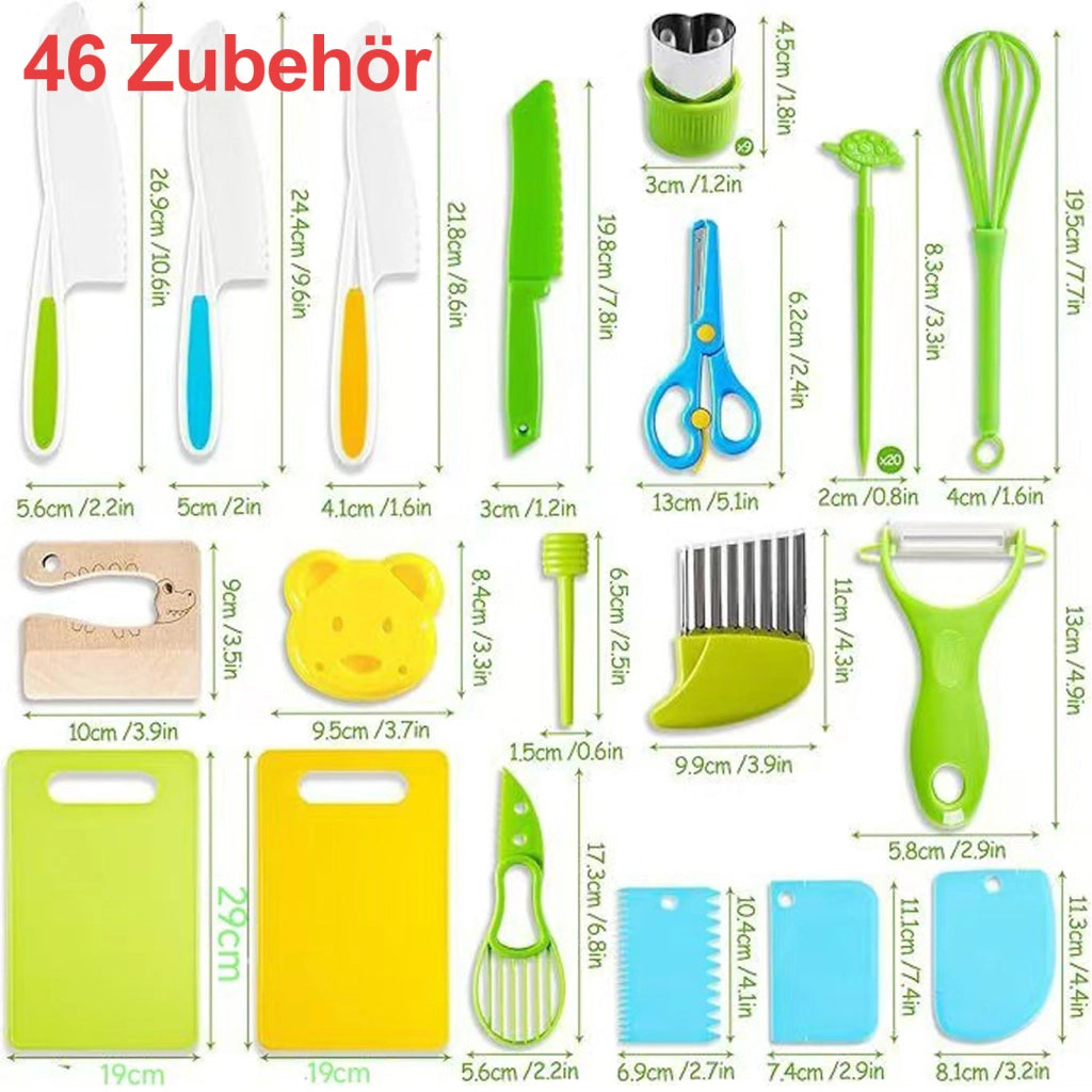 Set da cucina per bambini con coltelli e accessori, 46 pezzi