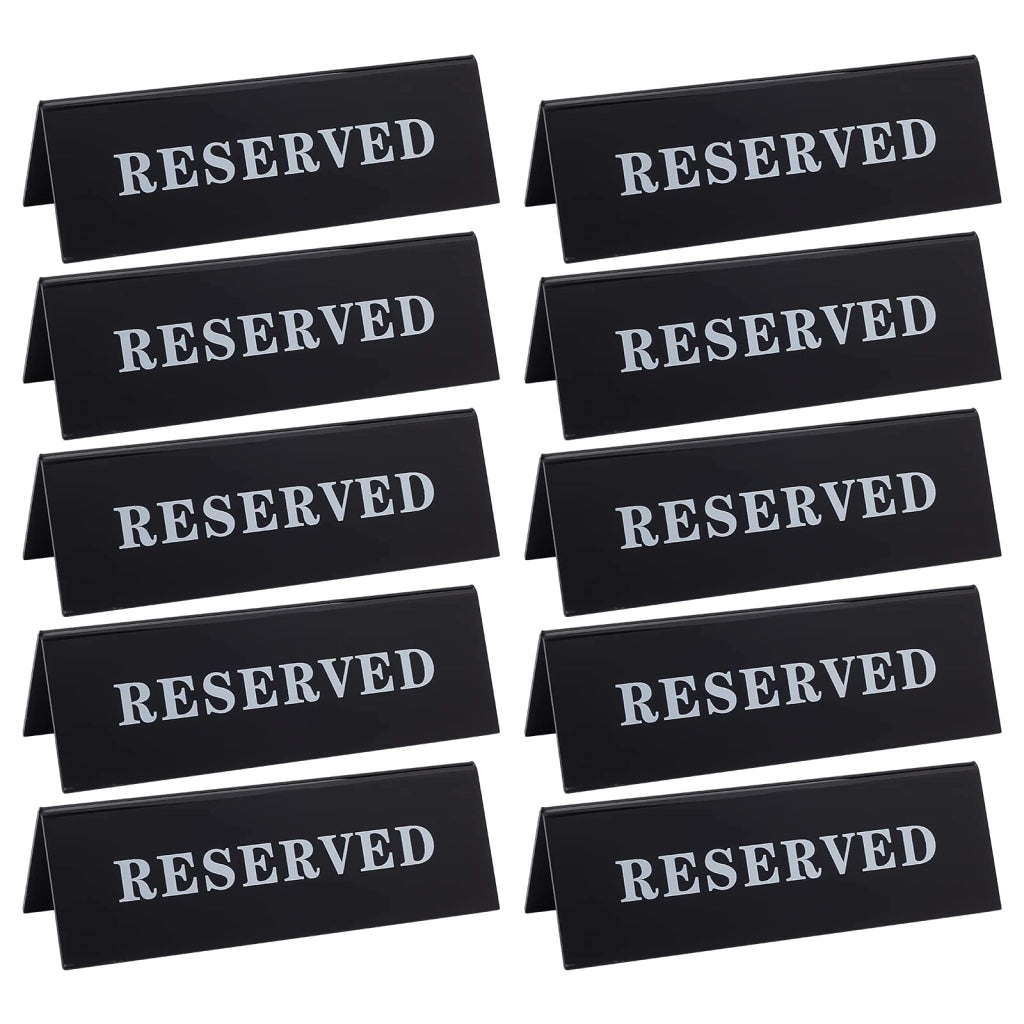 10 segnaposto in acrilico, dimensioni 150x45x50 mm, colore nero