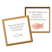 Scatola commemorativa con pesce in quarzo rosa – regalo di condoglianze