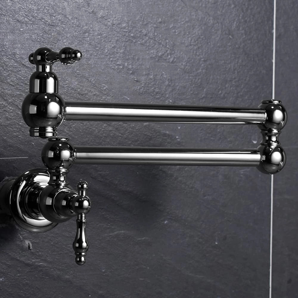 Rubinetto di riempimento per pentole da parete con doppia maniglia, ottone cromato, 1/2" IPS, beccuccio orientabile da 22,7 pollici