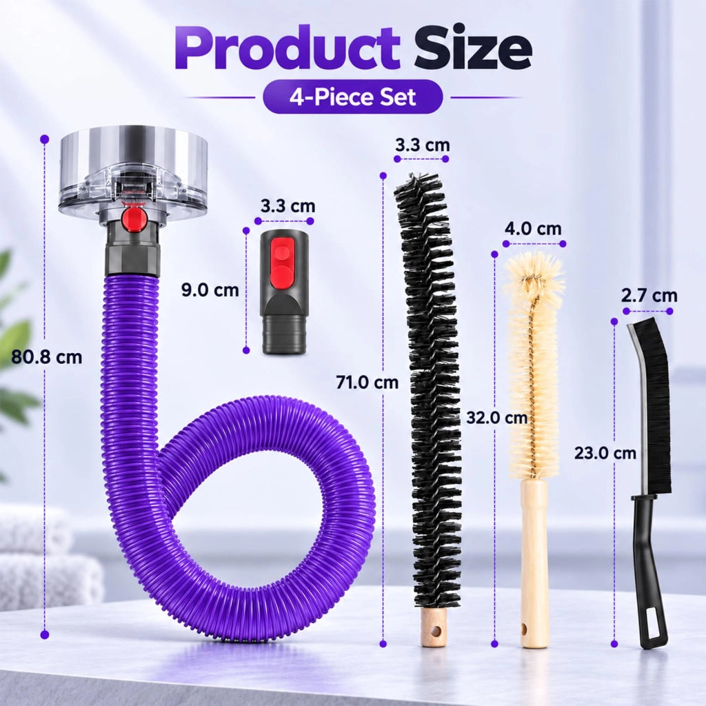 Set di accessori per aspirapolvere composto da 4 pezzi, inclusa una spazzola flessibile per la pulizia