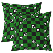 Coperte per cuscini, 60x60 cm, set da 2, verde e nero, motivo teschio stilizzato