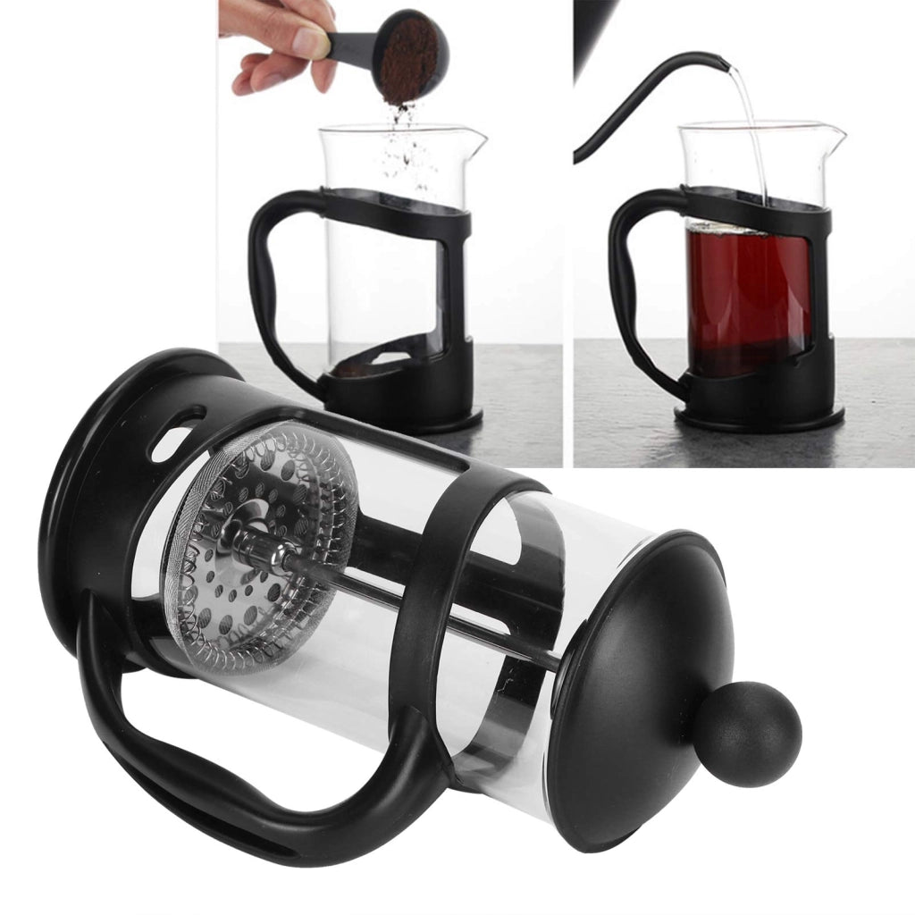Macchina per preparare caffè e tè con filtro a stantuffo, capacità 350 ml, colore nero