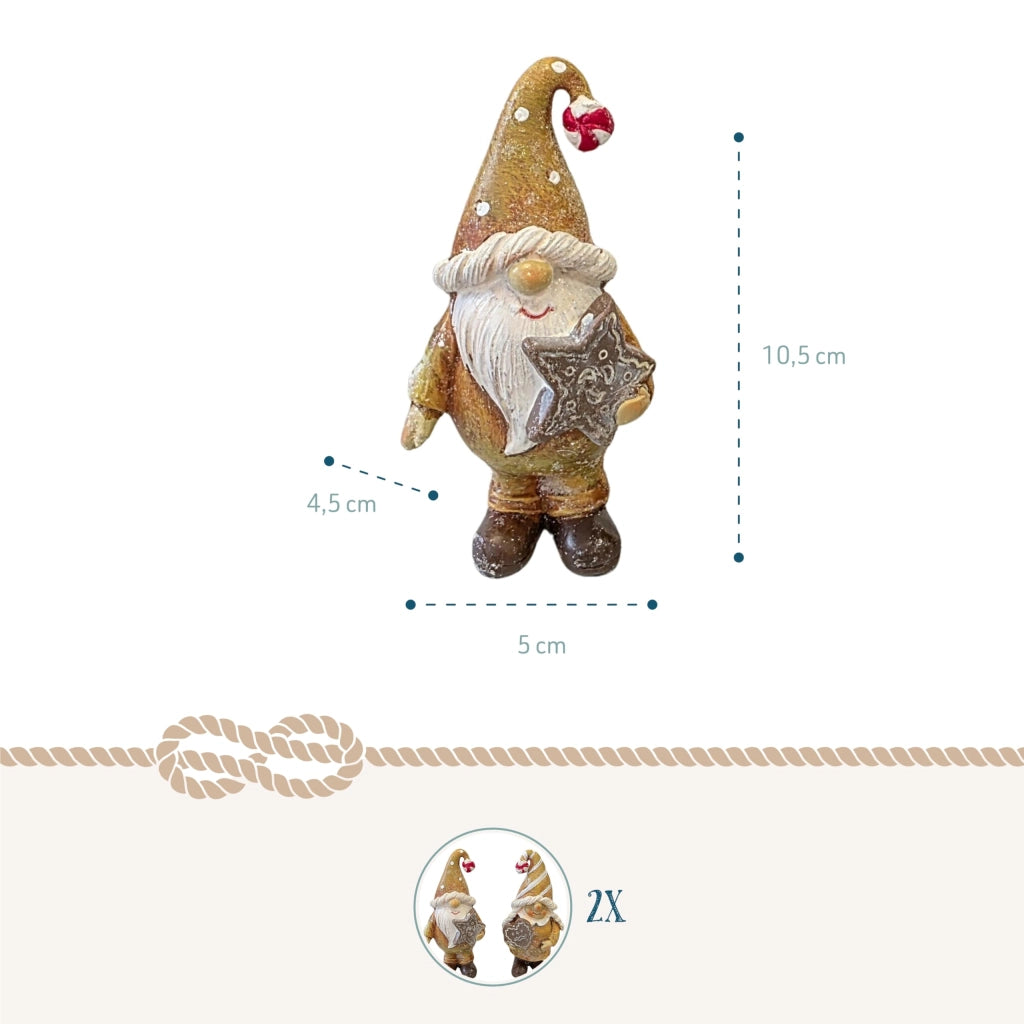 Set di due statuine natalizie: Babbo Natale e la sua compagna, alte 10,5 cm, in resina