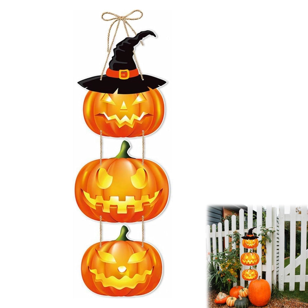 Segnaletica da porta a tema Halloween, targhetta di benvenuto in legno, confezione singola