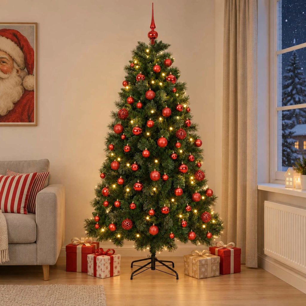 Albero di Natale artificiale con palline 210 cm 300 LED 3461288
