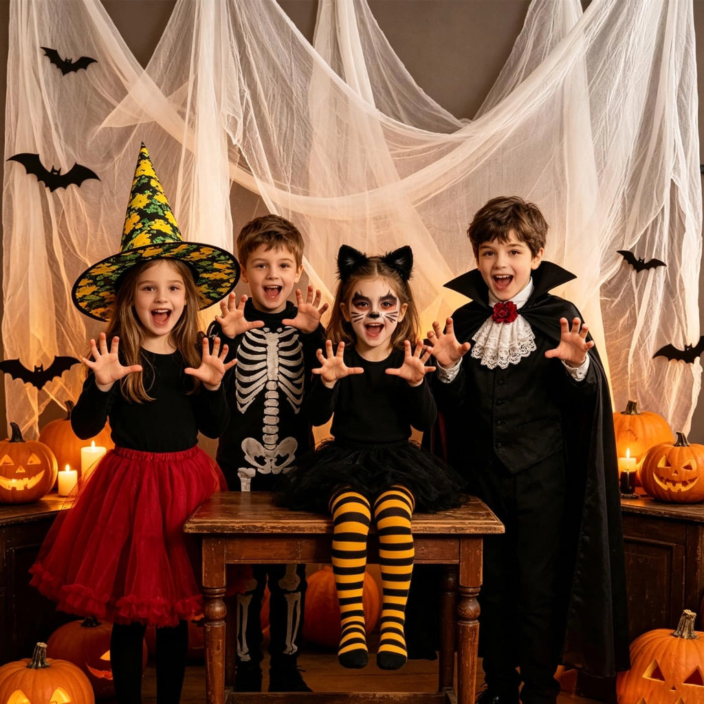 Tessuto decorativo per Halloween, 215 x 500 cm, tessuto bianco, riutilizzabile