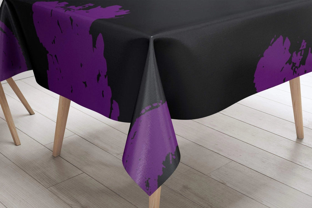 Tovaglia 140x140 cm, in poliestere, idrorepellente, color lilla/nero