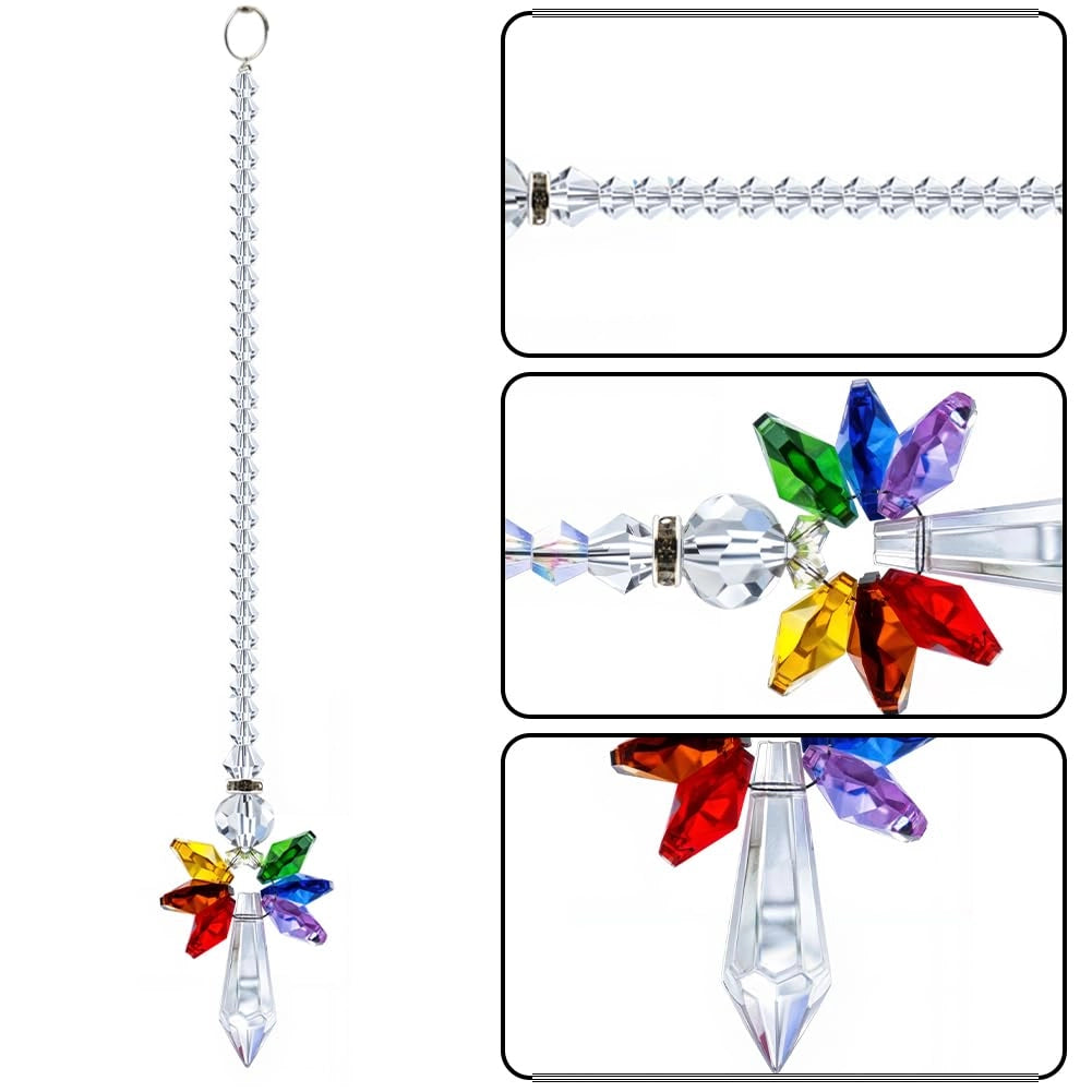 Cattura luce solare, angelo protettore, arcobaleno, 7x3,6 cm, decorazione da appendere, vetro