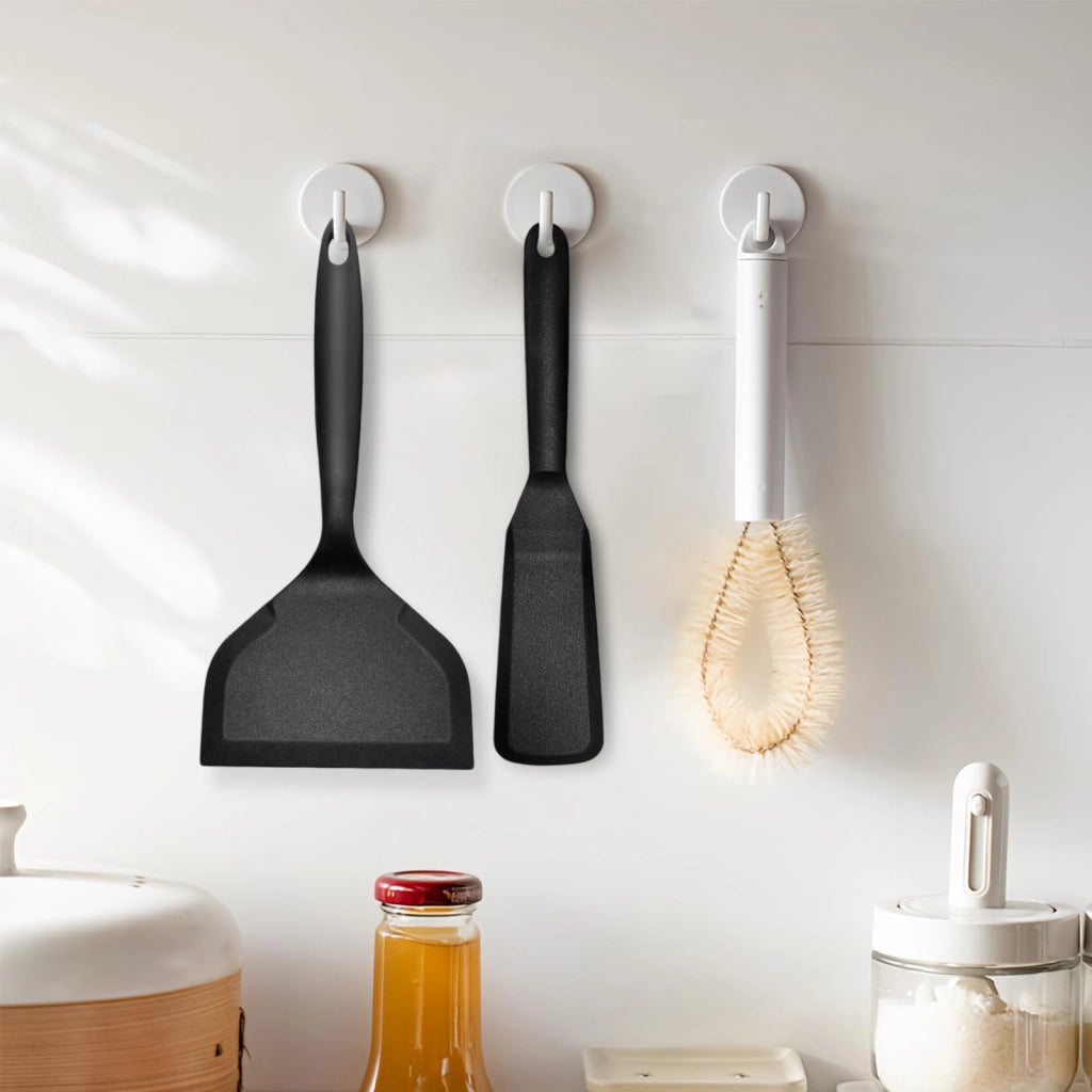 Due spatole in silicone, rivestite antiaderente, resistenti al calore, colore nero