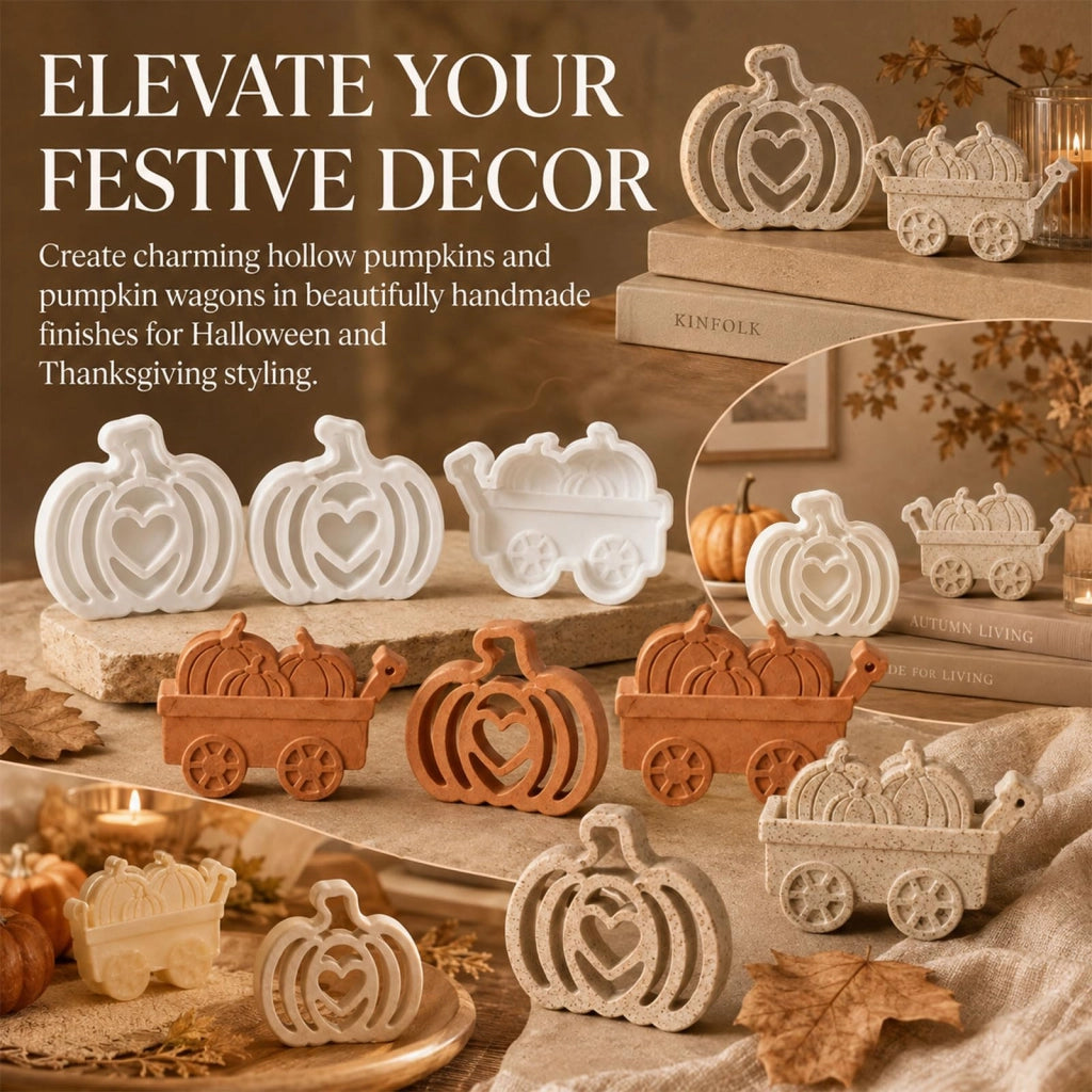 Set da 2 stampi in silicone a forma di zucca e carrozza, stampi 3D per la cottura
