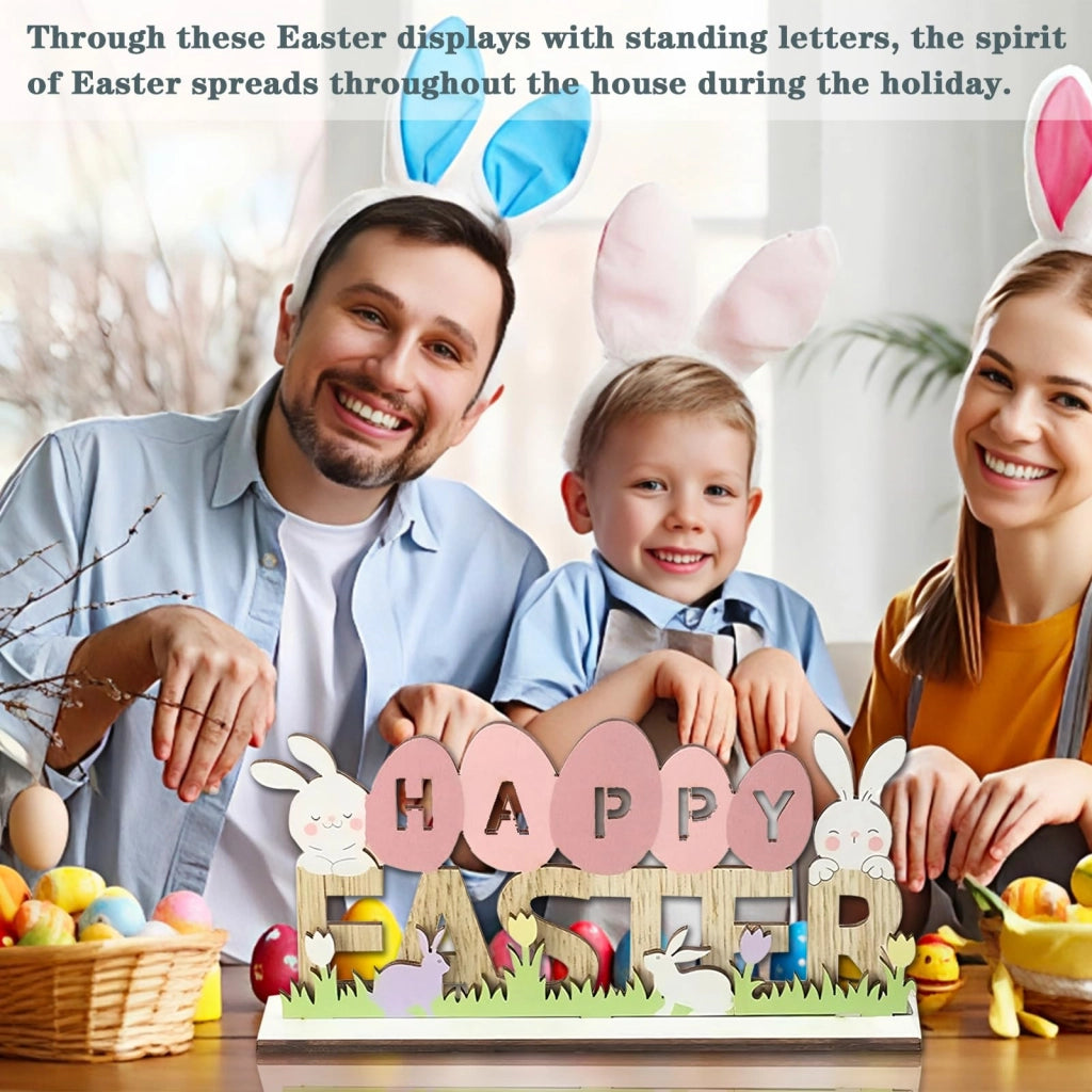 Decorazioni a forma di coniglio pasquale in legno, 2 pezzi, dimensioni 20x10,2 cm, decorazioni primaverili
