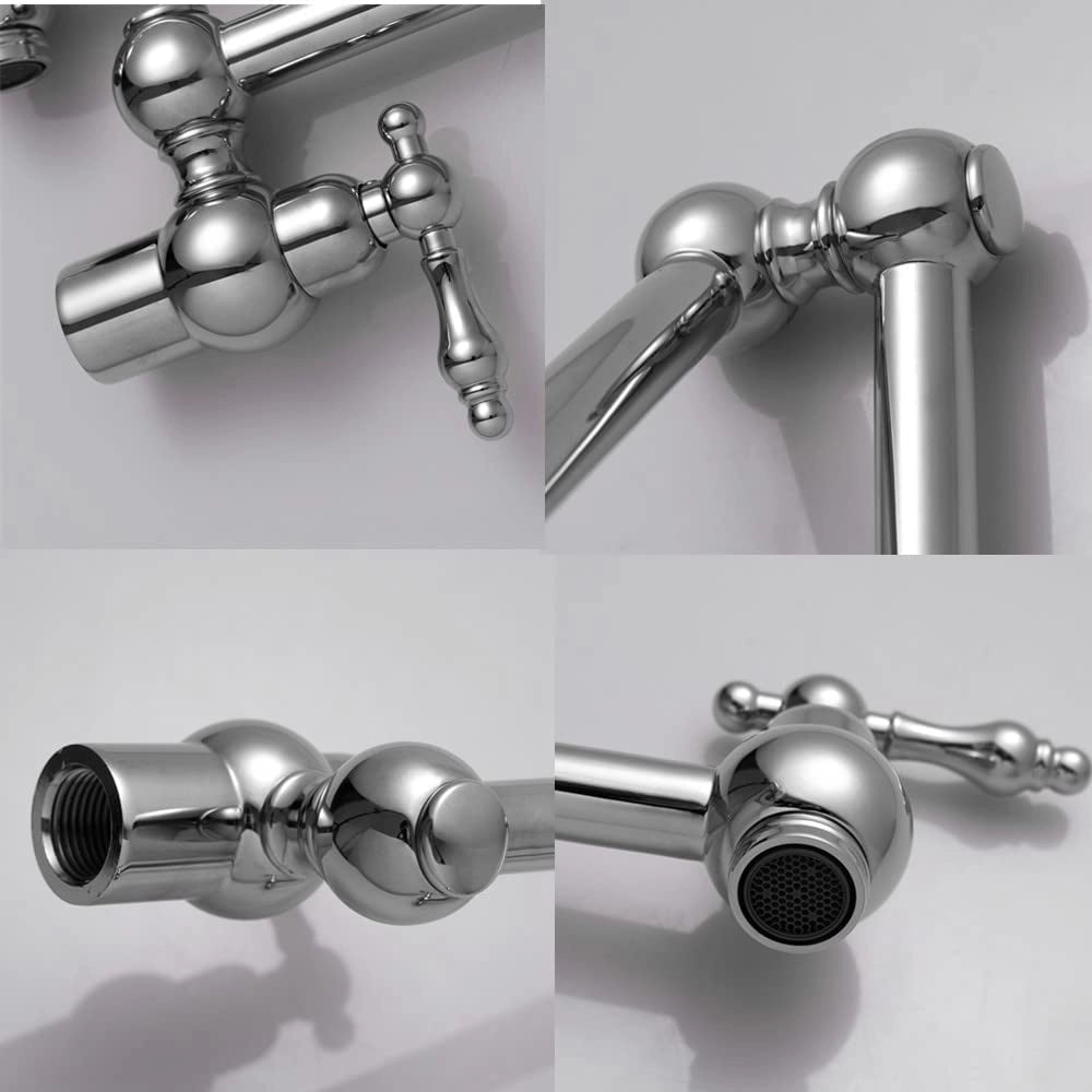 Rubinetto di riempimento per pentole da parete con doppia maniglia, ottone cromato, 1/2" IPS, beccuccio orientabile da 22,7 pollici