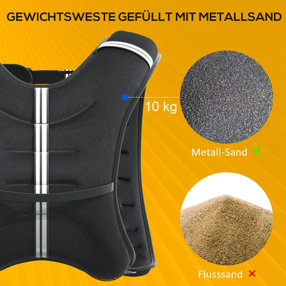 Gilet Zavorrato 10 kg Corpetto da Allenamento Regolabile in Tessuto Oxford per Corsa Fitness e Palestra a Casa