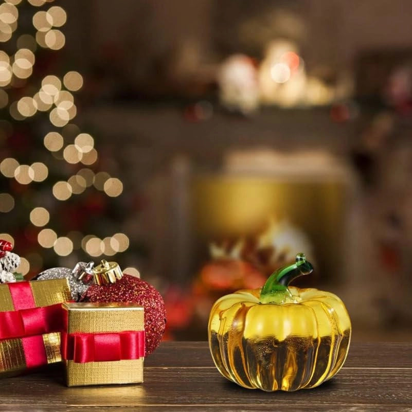 Set da 2 mini zucche di vetro, decorazioni per la tavola a tema autunno e Halloween