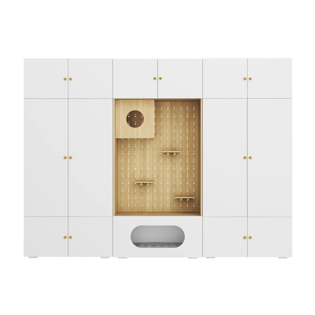 Armadio guardaroba 3 in 1 con parete tiragraffi 270x50x200 cm
