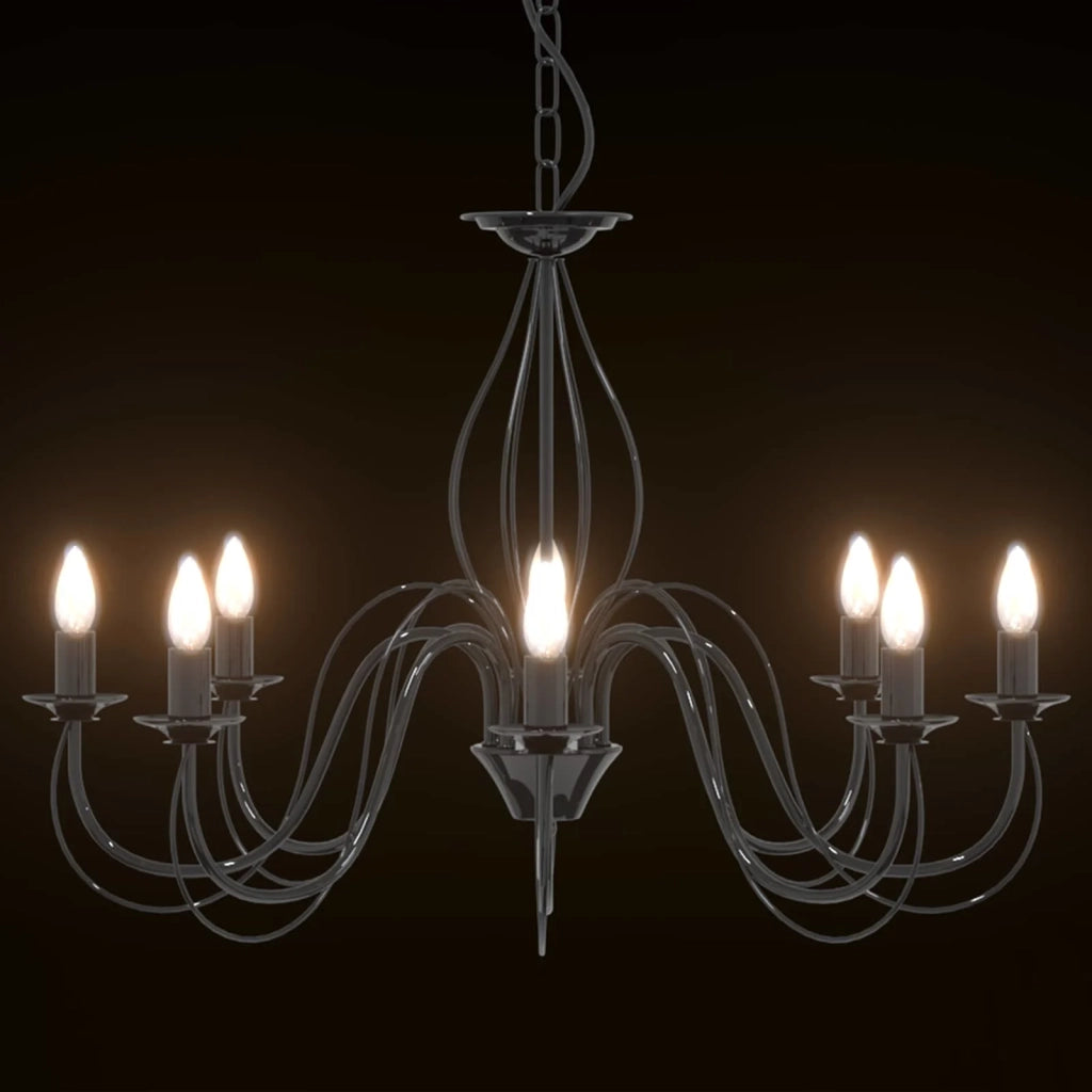 Lampadario regolabile E14 Metallo Nero Ø 78 x 101 cm 42053779