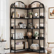 Libreria angolare ad arco reversibile a forma di L; 174 cm; nera